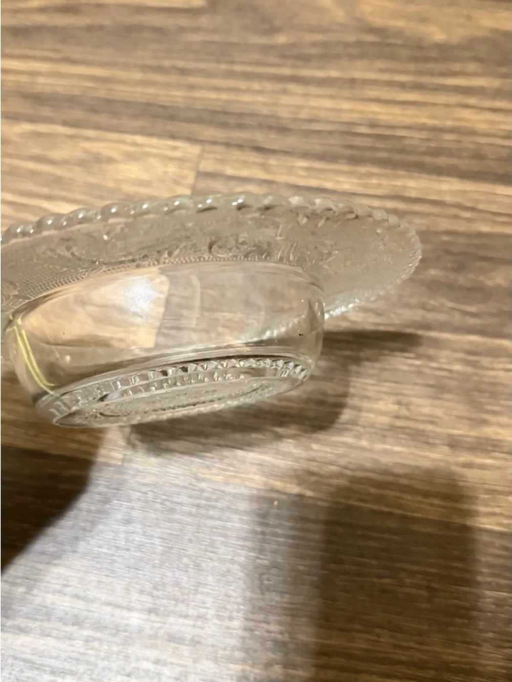 Clear Pressed Glass Decorative Serving Bowl - Clear - Picture 3 of 8